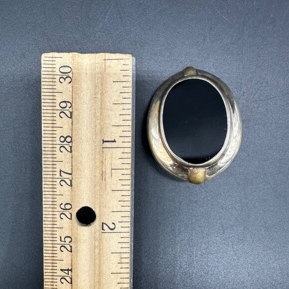 Vintage Sterling Silver Black Onyx Clip On Earrings 925 Mexico Oval Retro - Picture 10 of 10